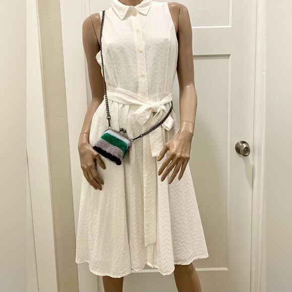 Handmade Real Shearling Colorblock Kisslock Small Clutch/Coin Pouch/Crossbody - Picture 3 of 11